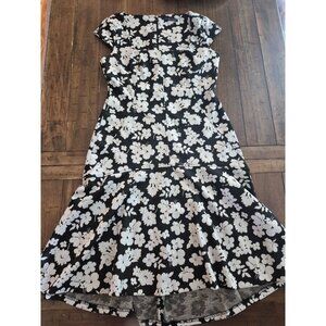 Tommy Hilfiger Womens Black & White Floral Fit & Flare Dress Size 8